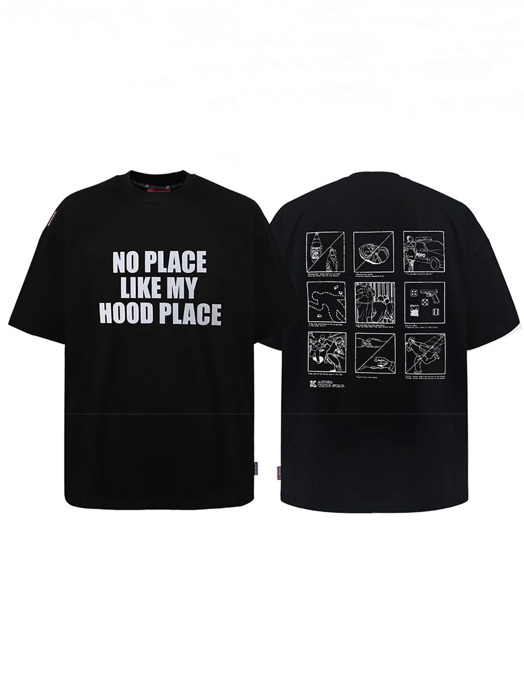 ACUSA | "NO PLACE LIKE MY HOOD PLACE" Oversized Cotton Tee - PSYLOS 1, ACUSA | "NO PLACE LIKE MY HOOD PLACE" Oversized Cotton Tee, Tops, ACUSA, PSYLOS 1